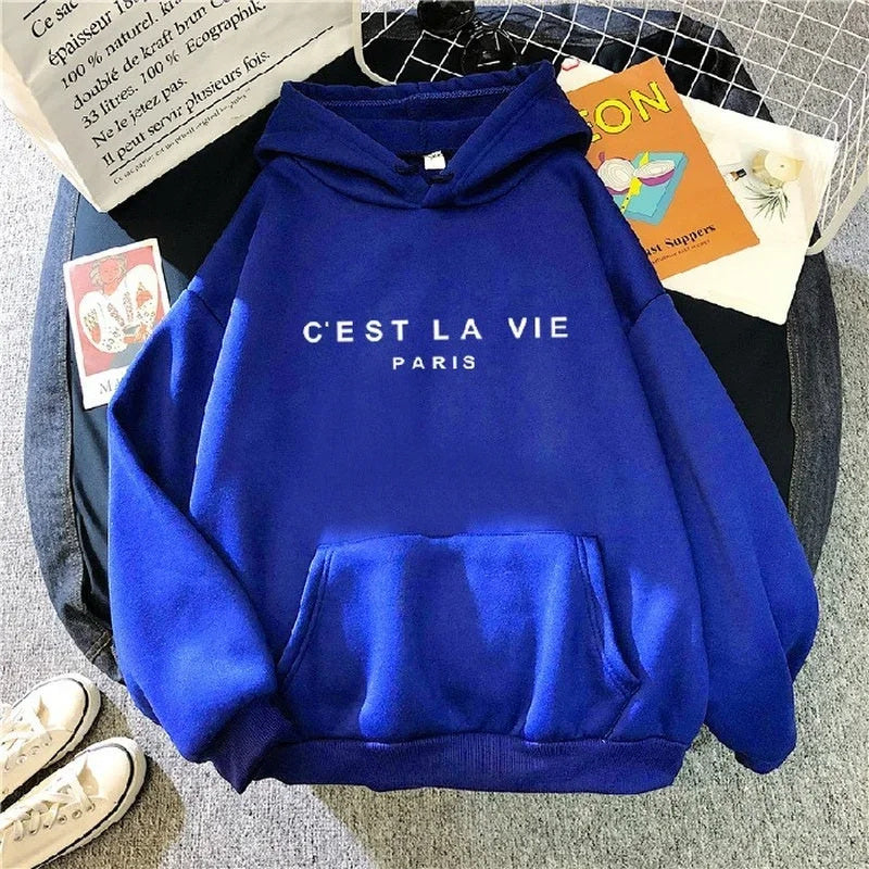 "C'est La Vie" Hoodie Lazy Fit Sweater Baggy Top Women's