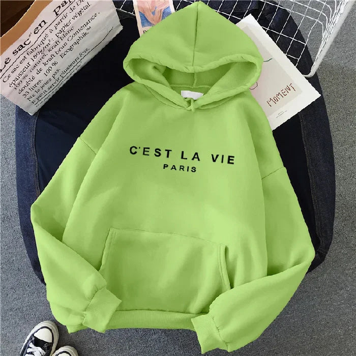 "C'est La Vie" Hoodie Lazy Fit Sweater Baggy Top Women's