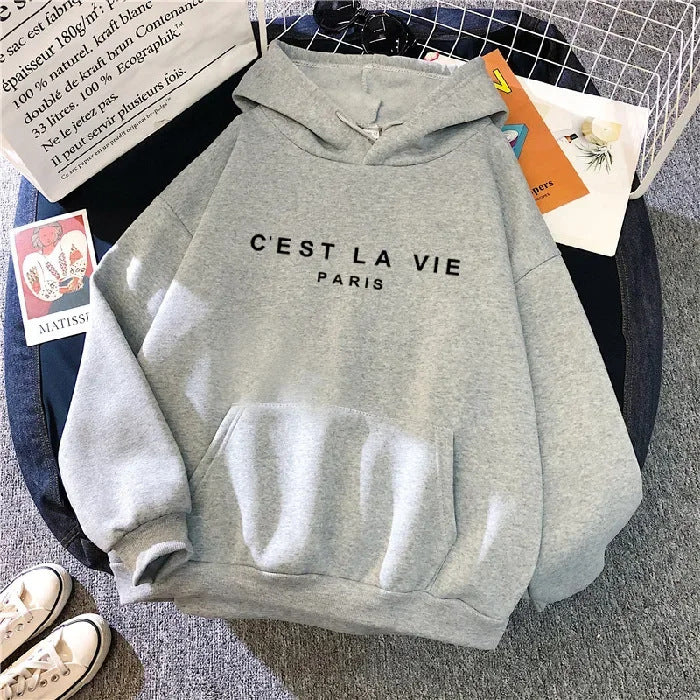 "C'est La Vie" Hoodie Lazy Fit Sweater Baggy Top Women's