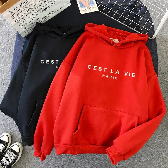 "C'est La Vie" Hoodie Lazy Fit Sweater Baggy Top Women's