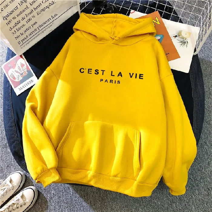 "C'est La Vie" Hoodie Lazy Fit Sweater Baggy Top Women's