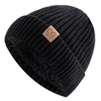 Knit Two-Tone Beanie | Warm Fur-Lined Folded-Brim Unisex Hat