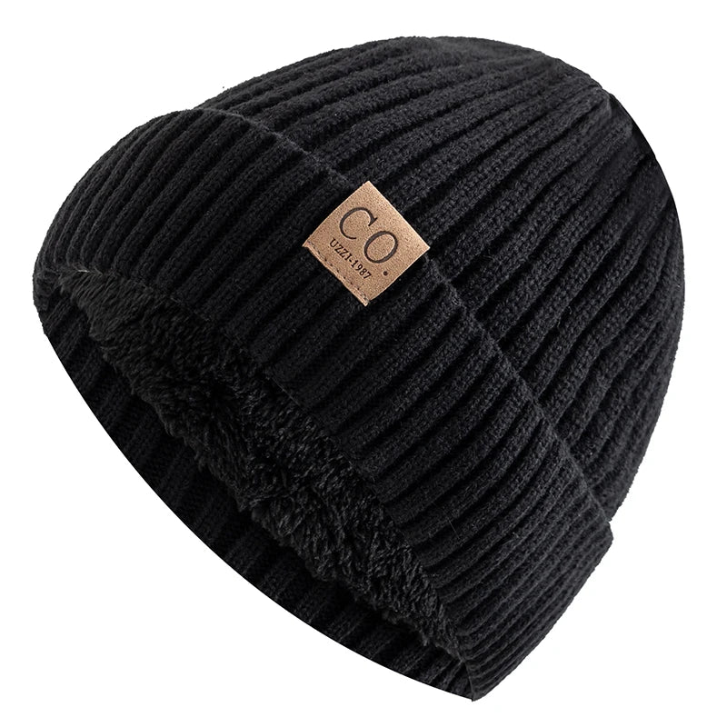 Knit Two-Tone Beanie | Warm Fur-Lined Folded-Brim Unisex Hat