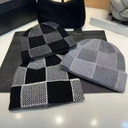 Beanie Chequered Knit Cuff