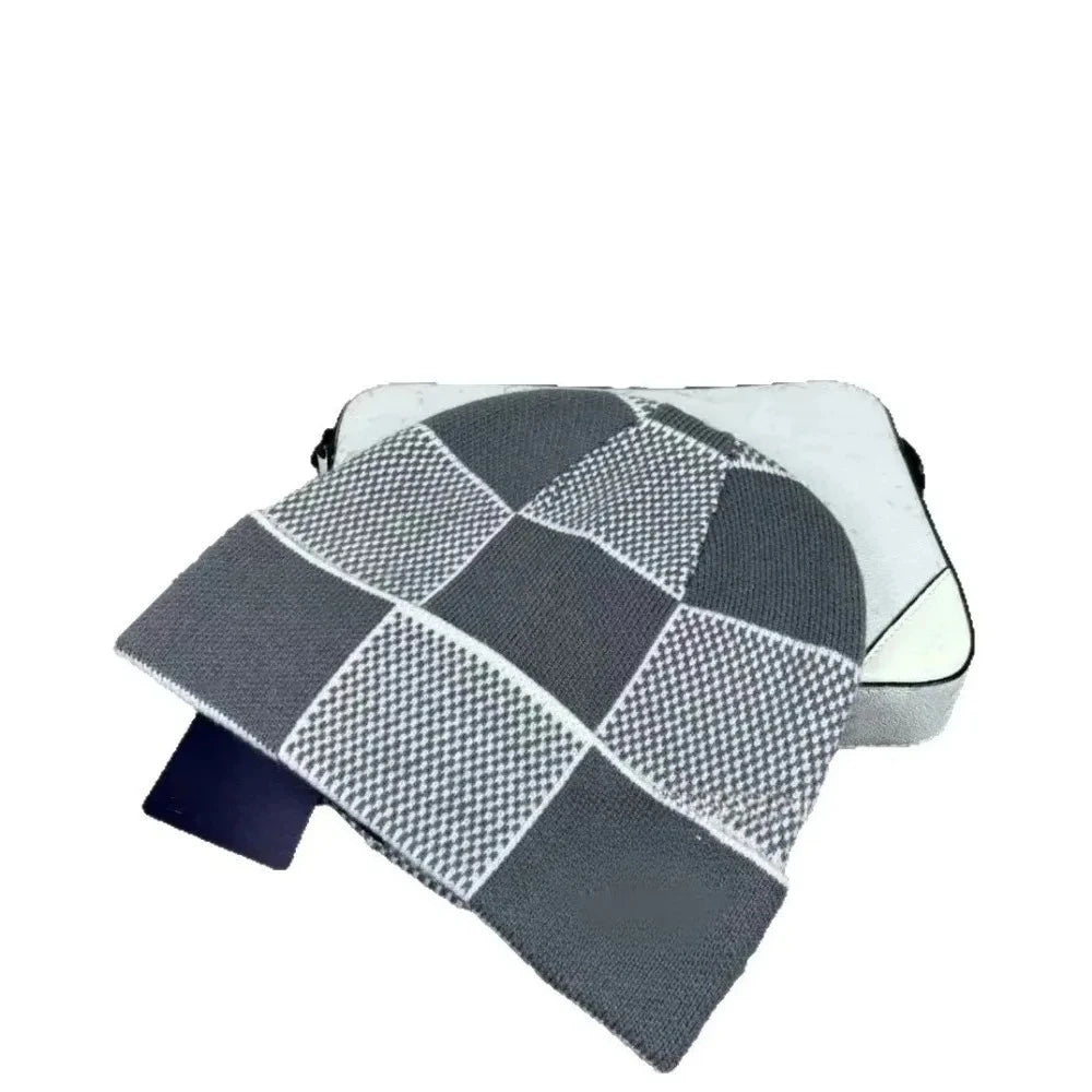 Beanie Chequered Knit Cuff