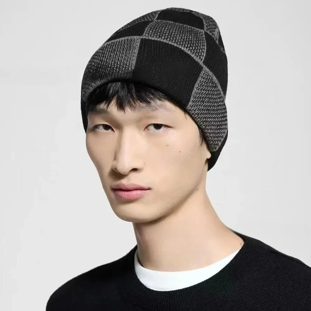 Beanie Chequered Knit Cuff