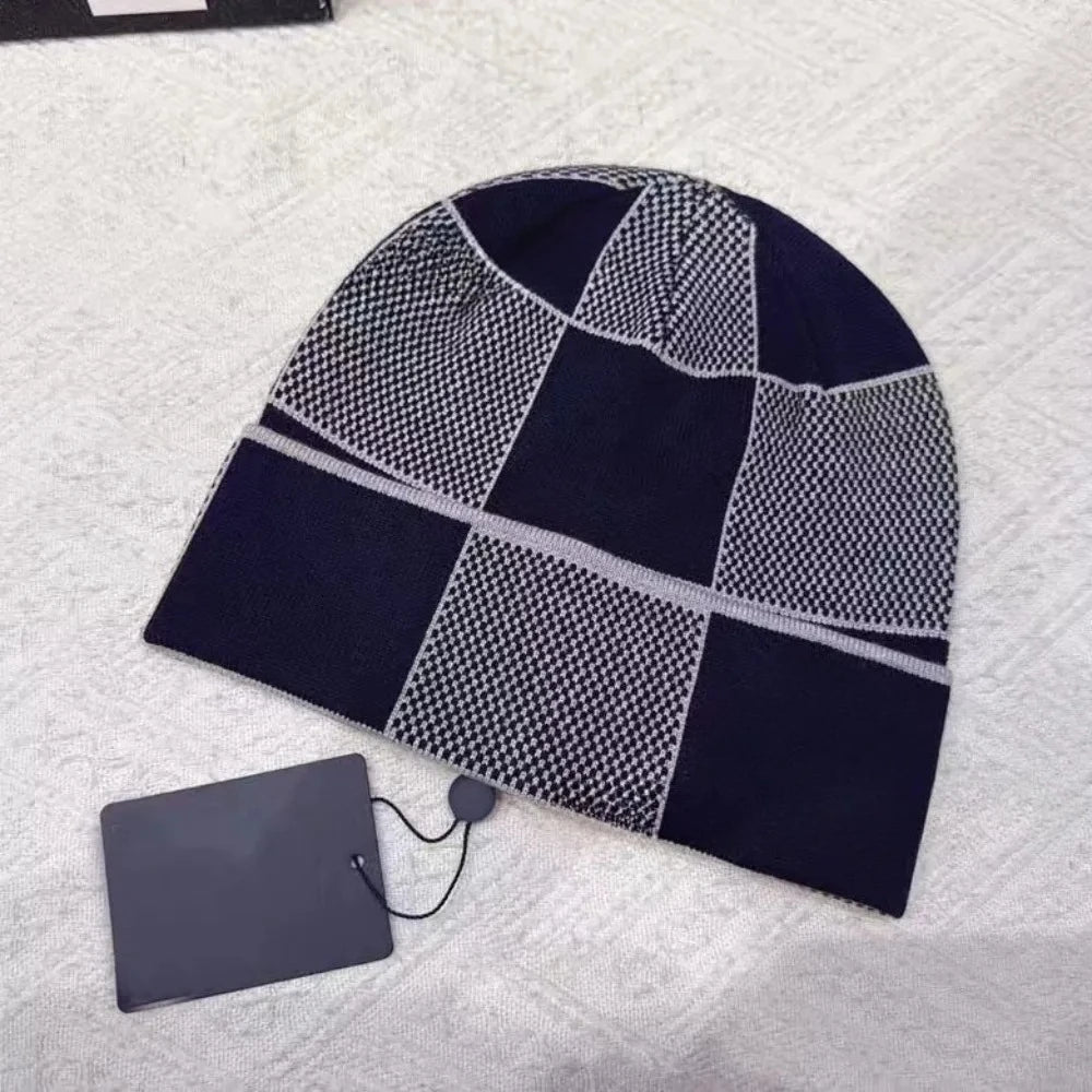 Beanie Chequered Knit Cuff