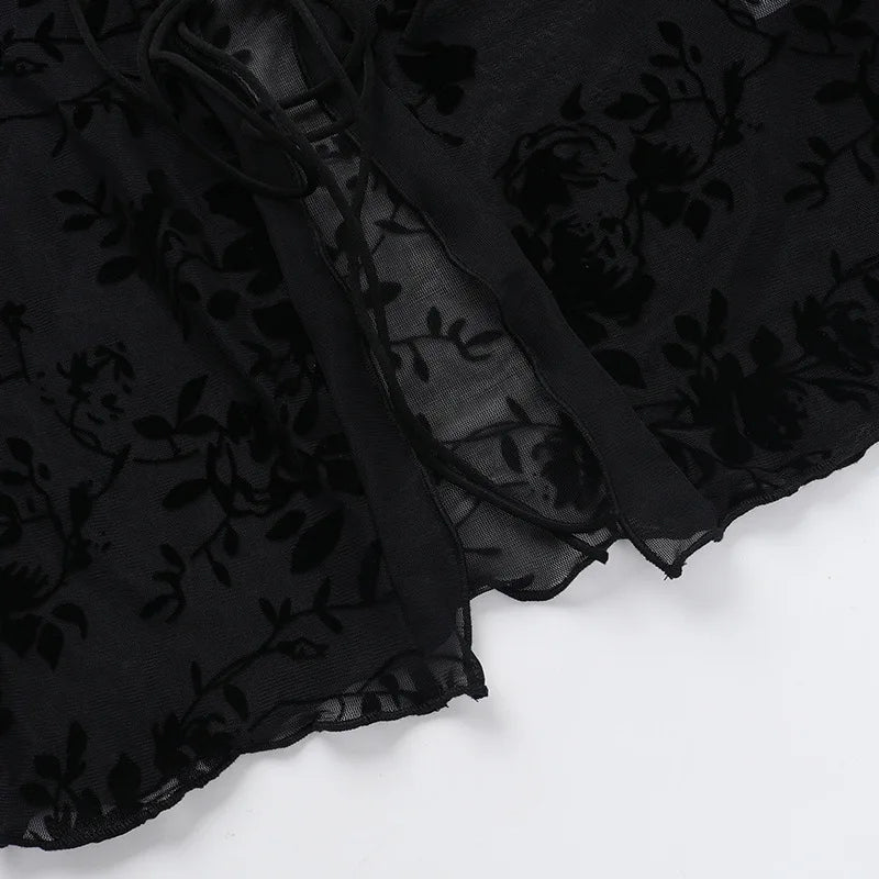 Women's Vintage Shirt Ruffle Sheer Trumpet Sleeve Chiffon Blouse