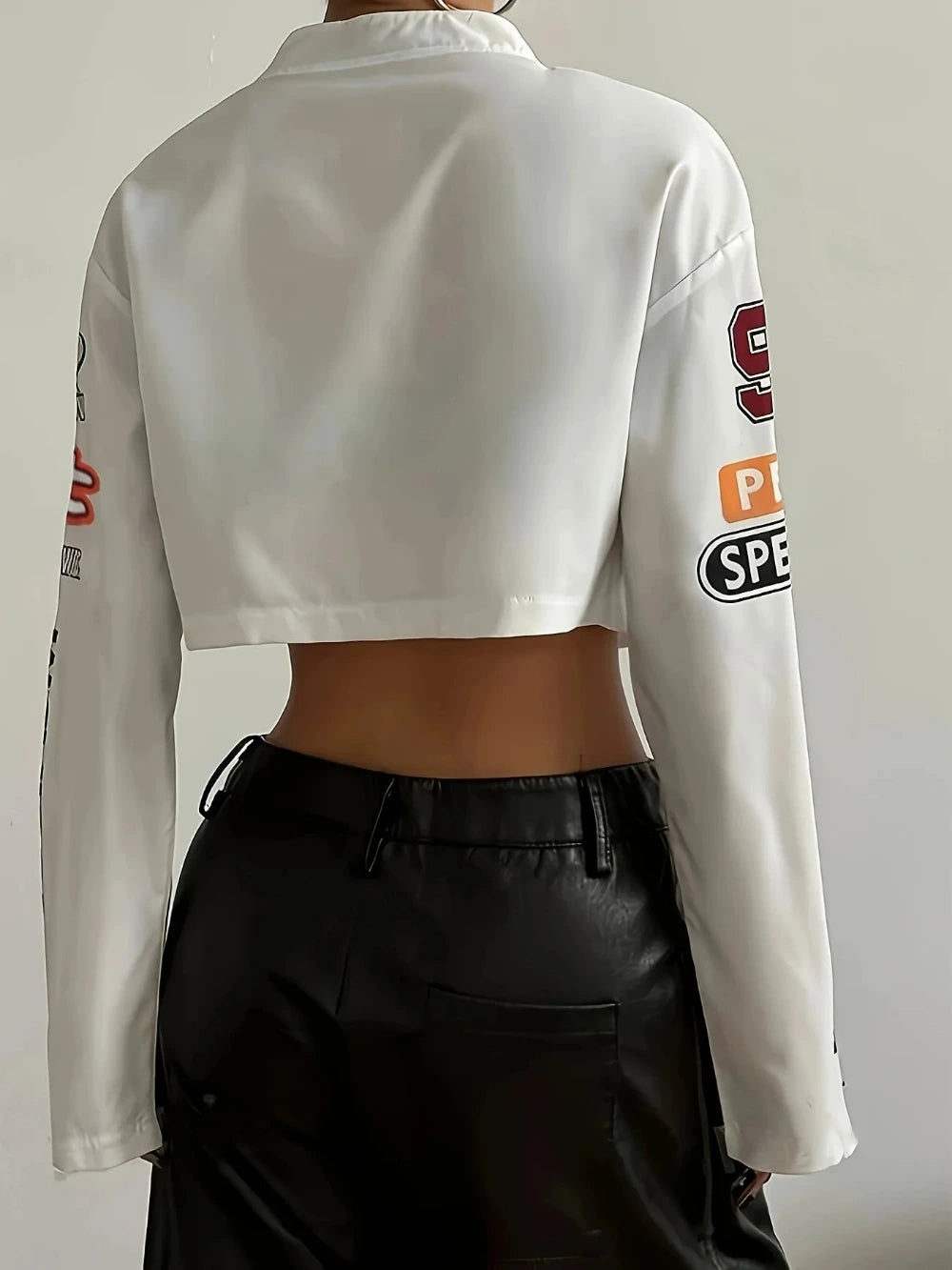 Chill Out Women Crop Top Baseball Style Jacket trendy clubbing festival rave outfit