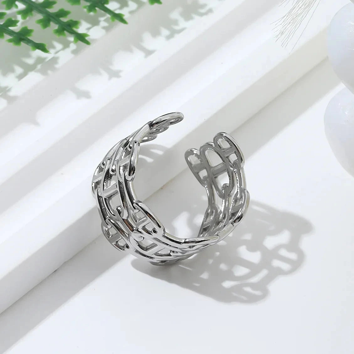 Three Chain Ring Open Adjustable Chrome Titanium Steel