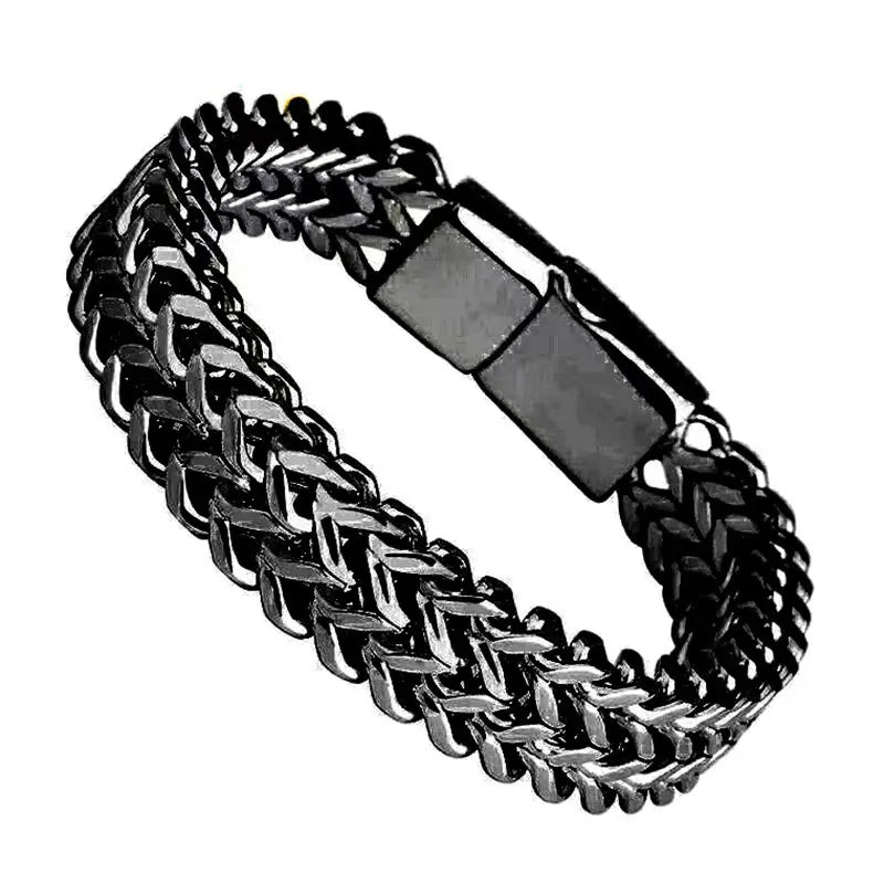 Chunky 10mm Stainless Steel Bracelet With Hidden Lock 19 / 21 / 23cm