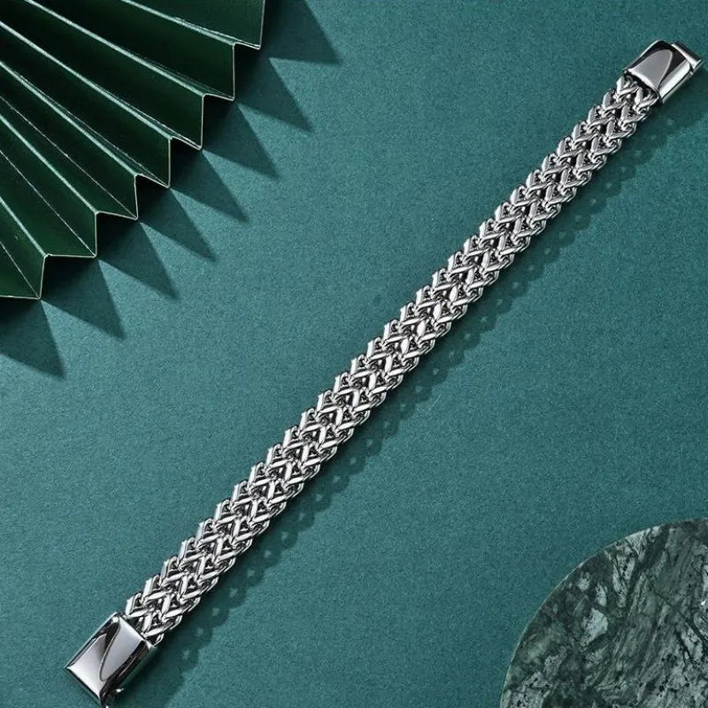 Chunky 10mm Stainless Steel Bracelet With Hidden Lock 19 / 21 / 23cm