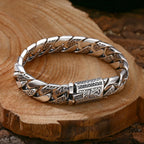 Chunky Men's Bracelet Sterling Silver Vine Garland Cuban Style