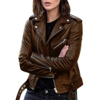 Classic Motorbike Jacket Women's Bikie Top