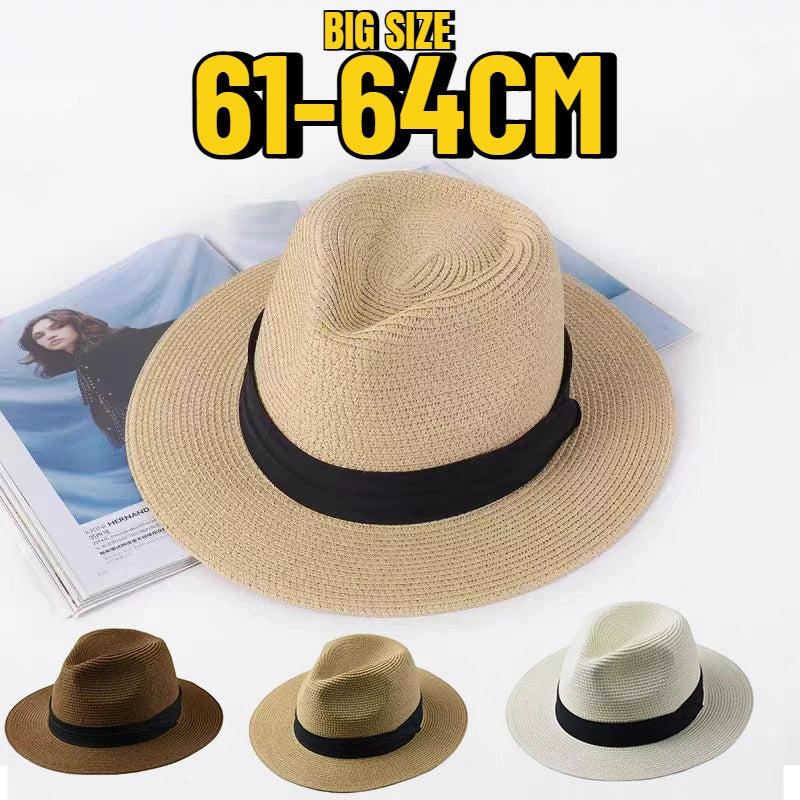 Classic Panama Hat Large Size Wide Brim Fedora