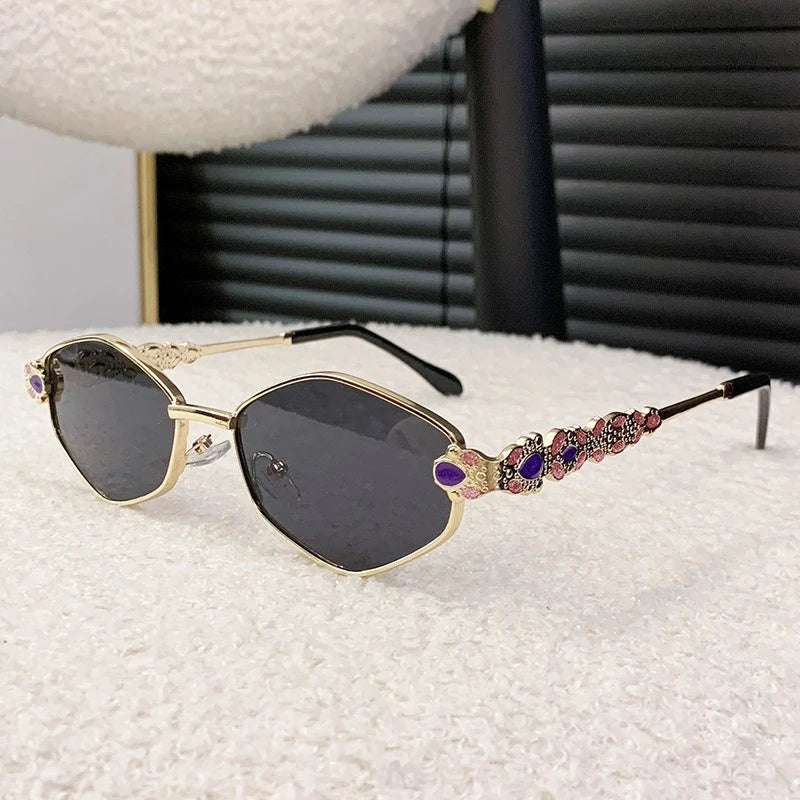 Classy Hexagon Rhinestone Sunglasses Punk Retro Style