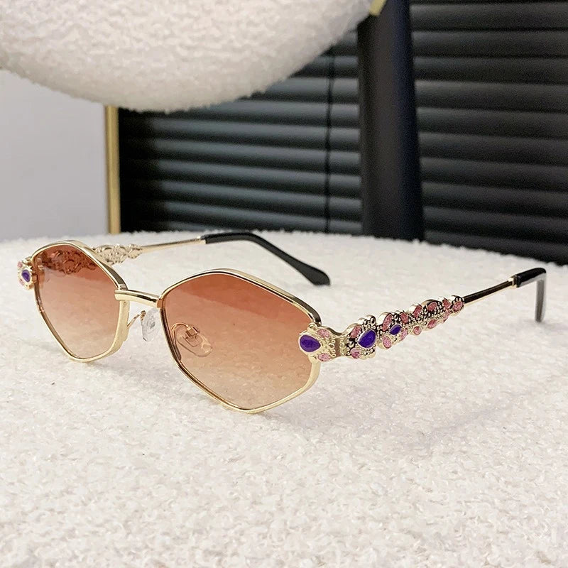 Classy Hexagon Rhinestone Sunglasses Punk Retro Style