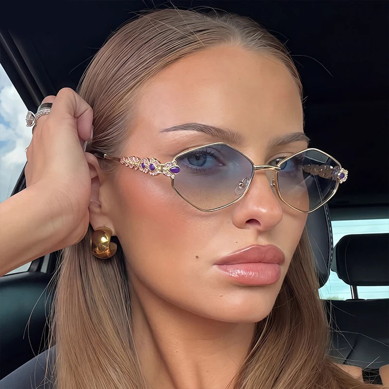 Classy Hexagon Rhinestone Sunglasses Punk Retro Style