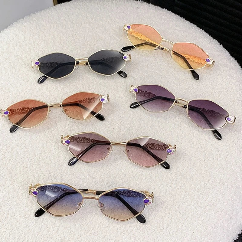 Classy Hexagon Rhinestone Sunglasses Punk Retro Style