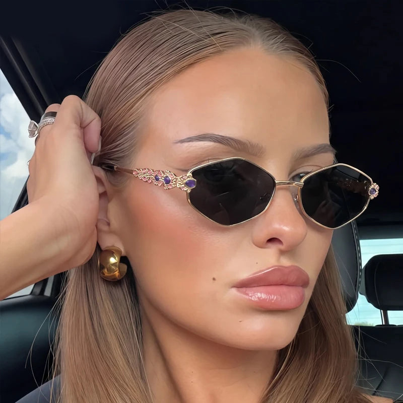 Classy Hexagon Rhinestone Sunglasses Punk Retro Style
