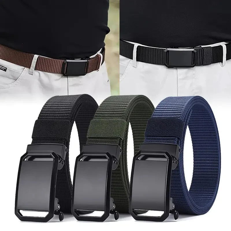 Canvas Belt Automatic Buckle For Cargo Pants Jeans Tactical Tradies Shorts Workwear