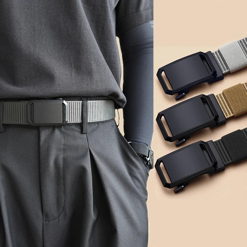 Canvas Belt Automatic Buckle For Cargo Pants Jeans Tactical Tradies Shorts Workwear