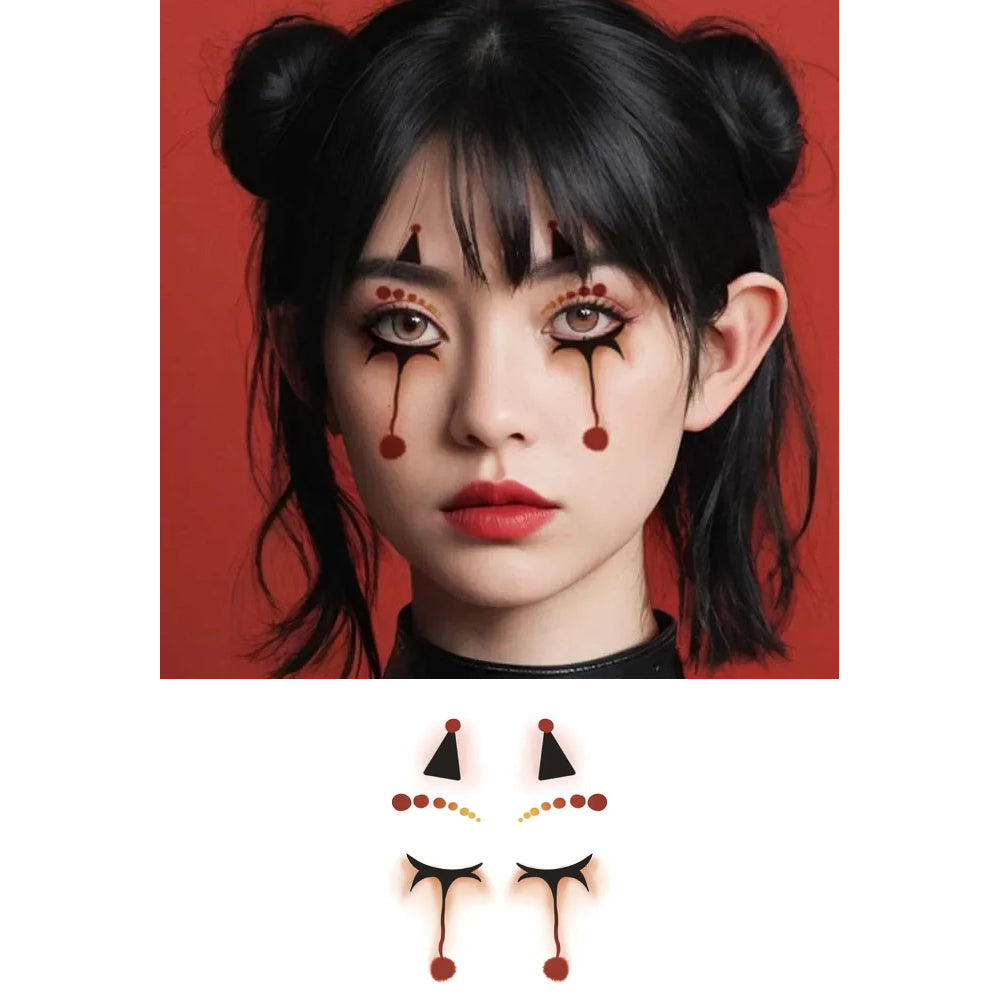 Clown Face Tattoo Temporary Sticker Party Makeup
