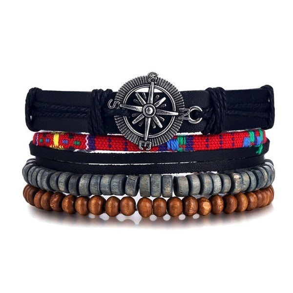 Stacked Bracelet Bangle Chunky Leather