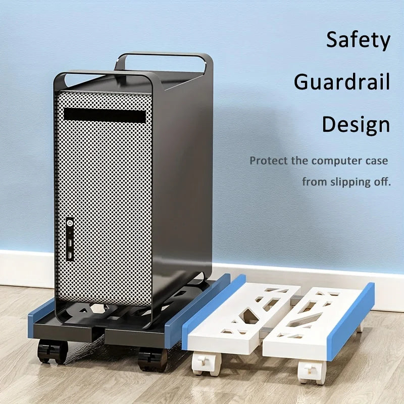 Computer Trolley 4 Caster Wheels PC Tower Stand