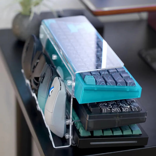 Keyboard Mouse Desktop Organiser Acrylic 3-Tier Stand Lightweight Shelf Storage