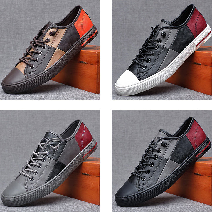 Soft Sneakers with Elastic No-Tie Laces Funky Patchwork Design