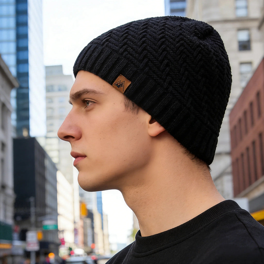 Knitted Beanie Unisex Plush Fur Lined Warm Hat
