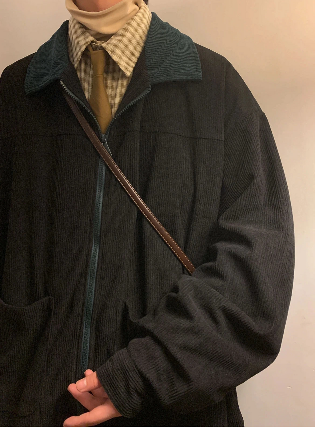 Vintage Men's Bomber Jacket Windbreaker Loose Cargo Outwear