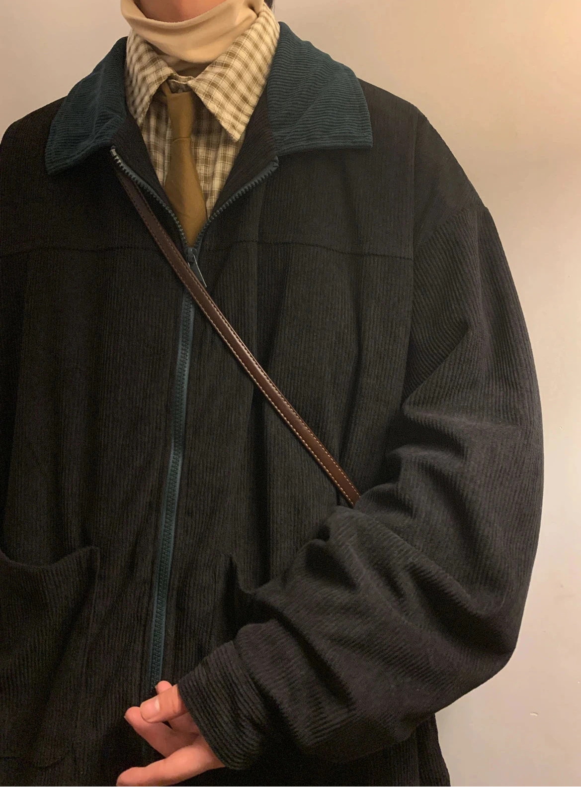 Vintage Men's Bomber Jacket Windbreaker Loose Cargo Outwear