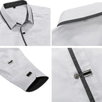 Cotton Dress Shirt With Shoulder Pleats Snap Close Buttons Business Office Work