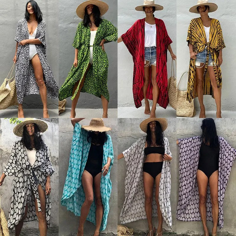 Beach Wrap Bikini Swimwear Cover Up Kimono-Style Resort Wear Sarong