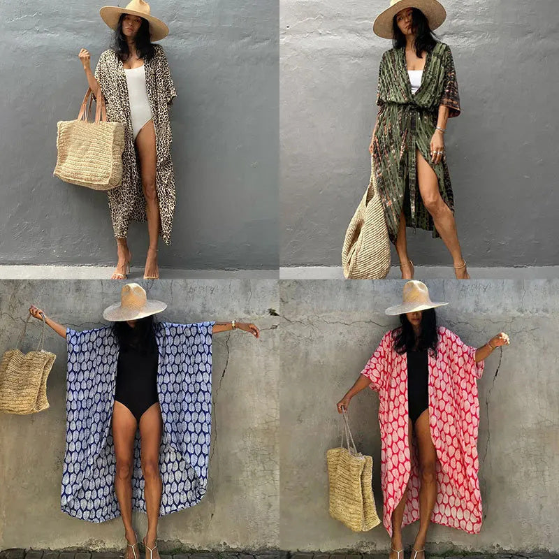 Beach Wrap Bikini Swimwear Cover Up Kimono-Style Resort Wear Sarong