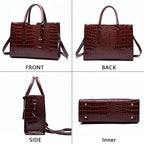 Crocodile Print Tote Crossbody Handbag Office Work Travel Bag Large Capacity