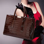 Crocodile Print Tote Crossbody Handbag Office Work Travel Bag Large Capacity