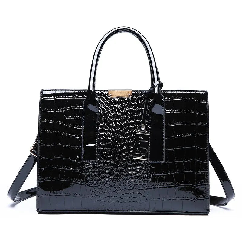Crocodile Print Tote Crossbody Handbag Office Work Travel Bag Large Capacity