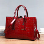 Crocodile Print Tote Crossbody Handbag Office Work Travel Bag Large Capacity