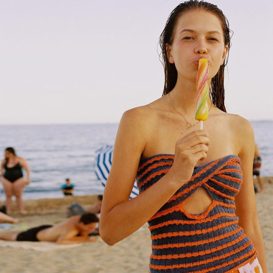 Crop Tank Top Knitted Striped Bandeau Tube Strapless Women's-Keep Melbourne Marvellous Official Store