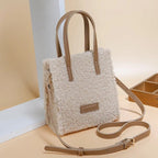 Tote Crossbody Handbag Plush Fluffy Faux-Fur-Wool Shoulder Bag Purse