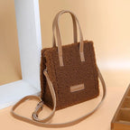 Tote Crossbody Handbag Plush Fluffy Faux-Fur-Wool Shoulder Bag Purse