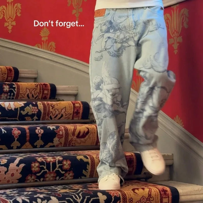 Angel Jeans Retro Baggy Cupid Angels Unisex