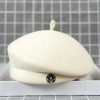 Classic Women's Beret Wool Felt Cap Hat | M Monogram