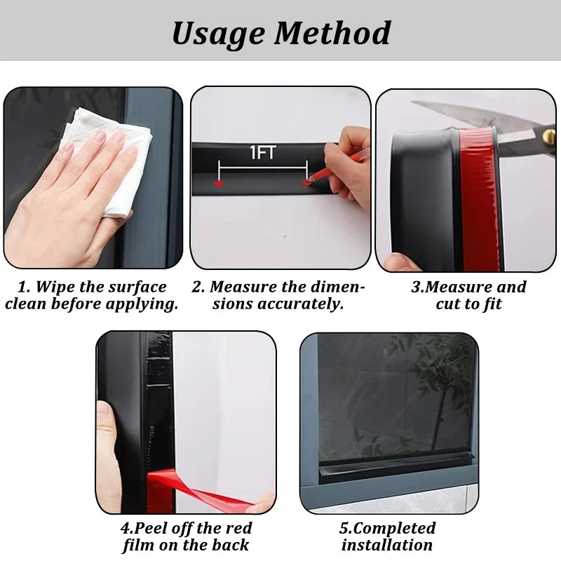 Door Weatherstrip Rain Guard | Water Deflector Flashing Shield For Glass Windows Balcony Sliding Doors 1m