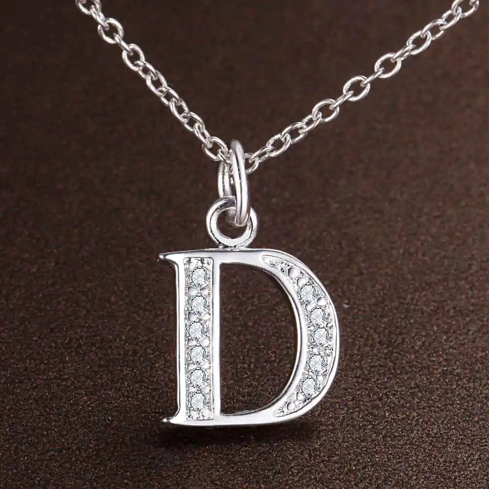 Letters Sterling Silver Necklace Pendant Name Initial