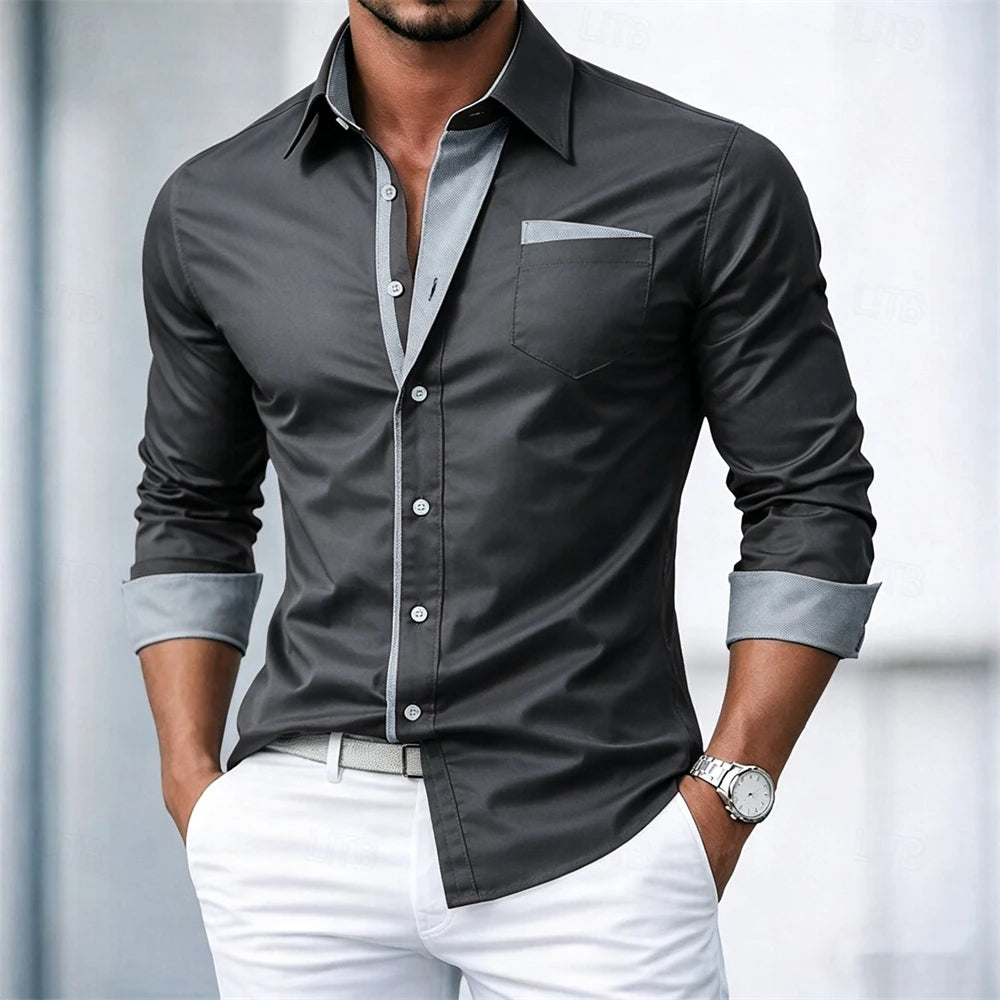 Men's Long Sleeve Shirt Smart Casual Date Night Outfit