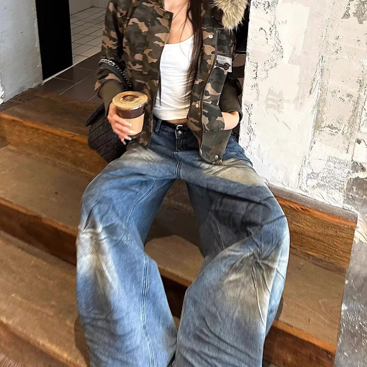 Defender Baggy Jeans Knife Design High Waist Ultra Stretch